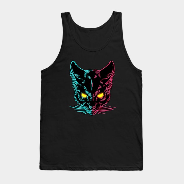 Cyber Demon Cat Tank Top by Artthree Studio